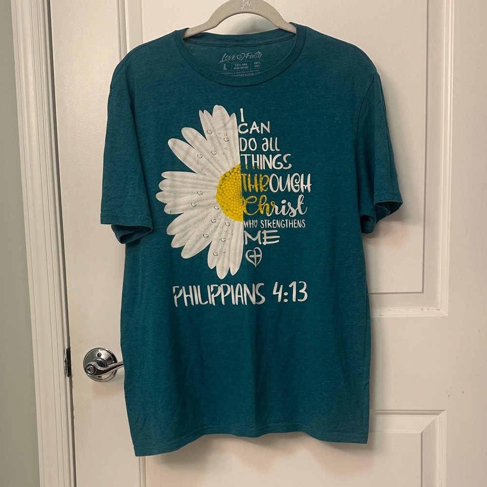 Love in Faith Teal Short Sleeve Tee